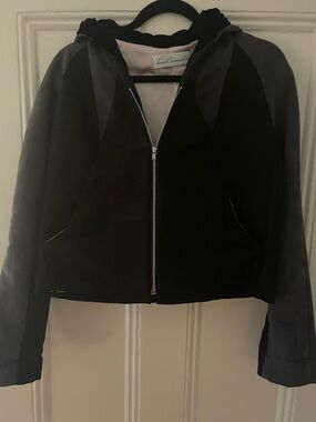 Teresa Crowninshield 100% Silk Black Zip Hoodie Jacket